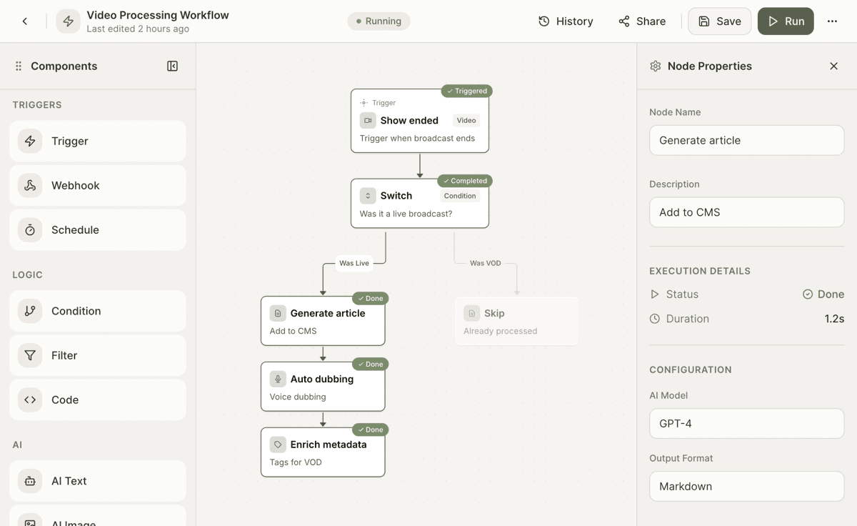 Custom end-to-end workflows