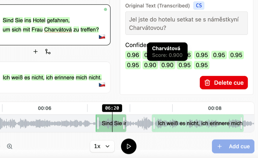 Word-level confidence control